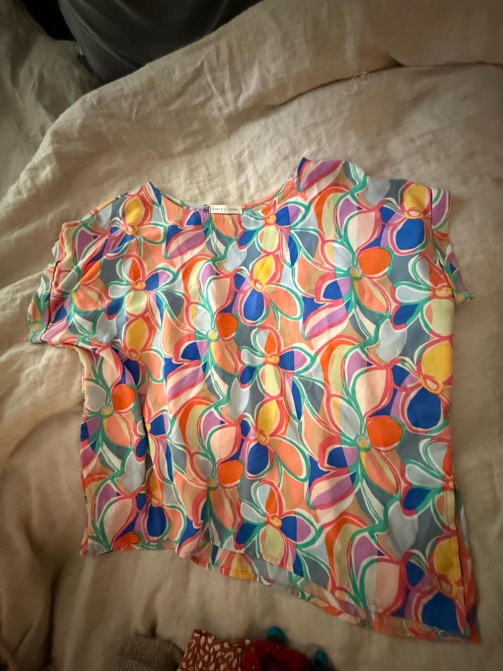 Chris & Carol Multi-Color Floral Scoop Neck Top